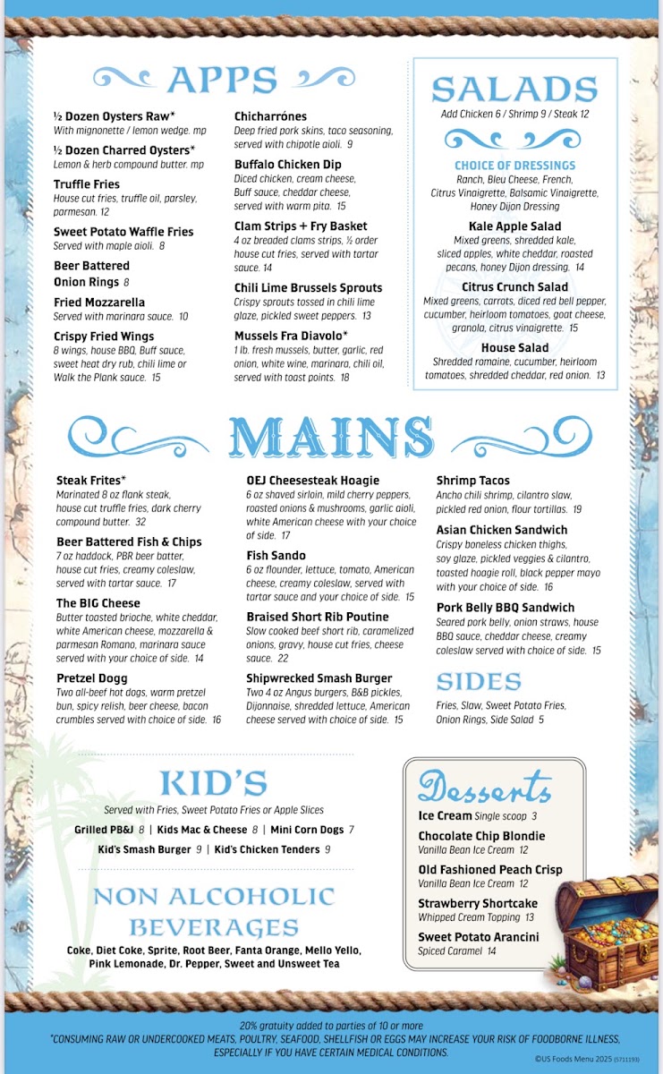 One Eyed Jack's menu board