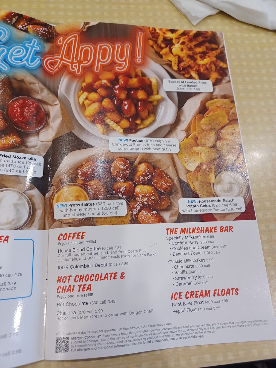 Eat'n Park menu board