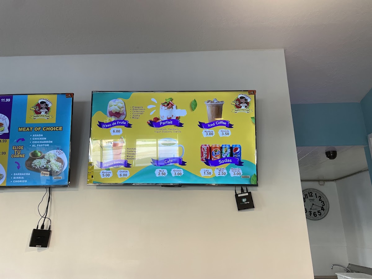 Fabby's Fun Food menu board