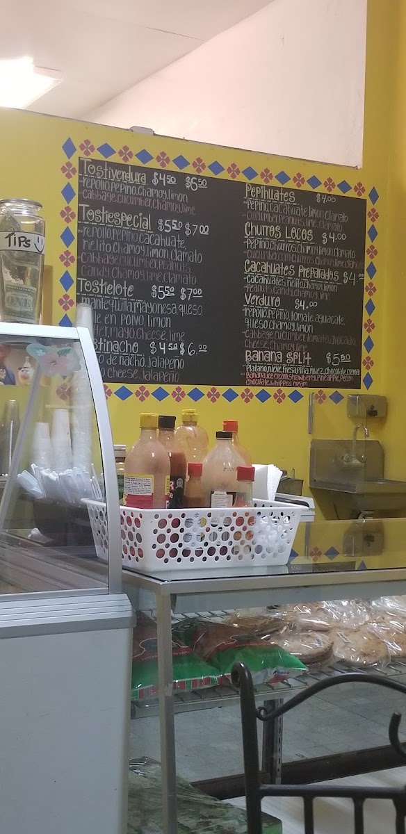 Penas Snowcones Tacos Y Mas menu board