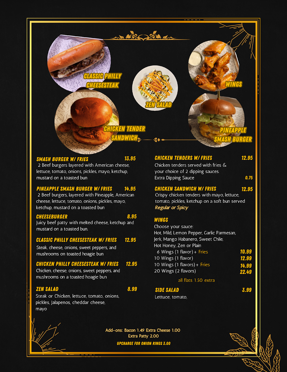 Zen Tavern menu board