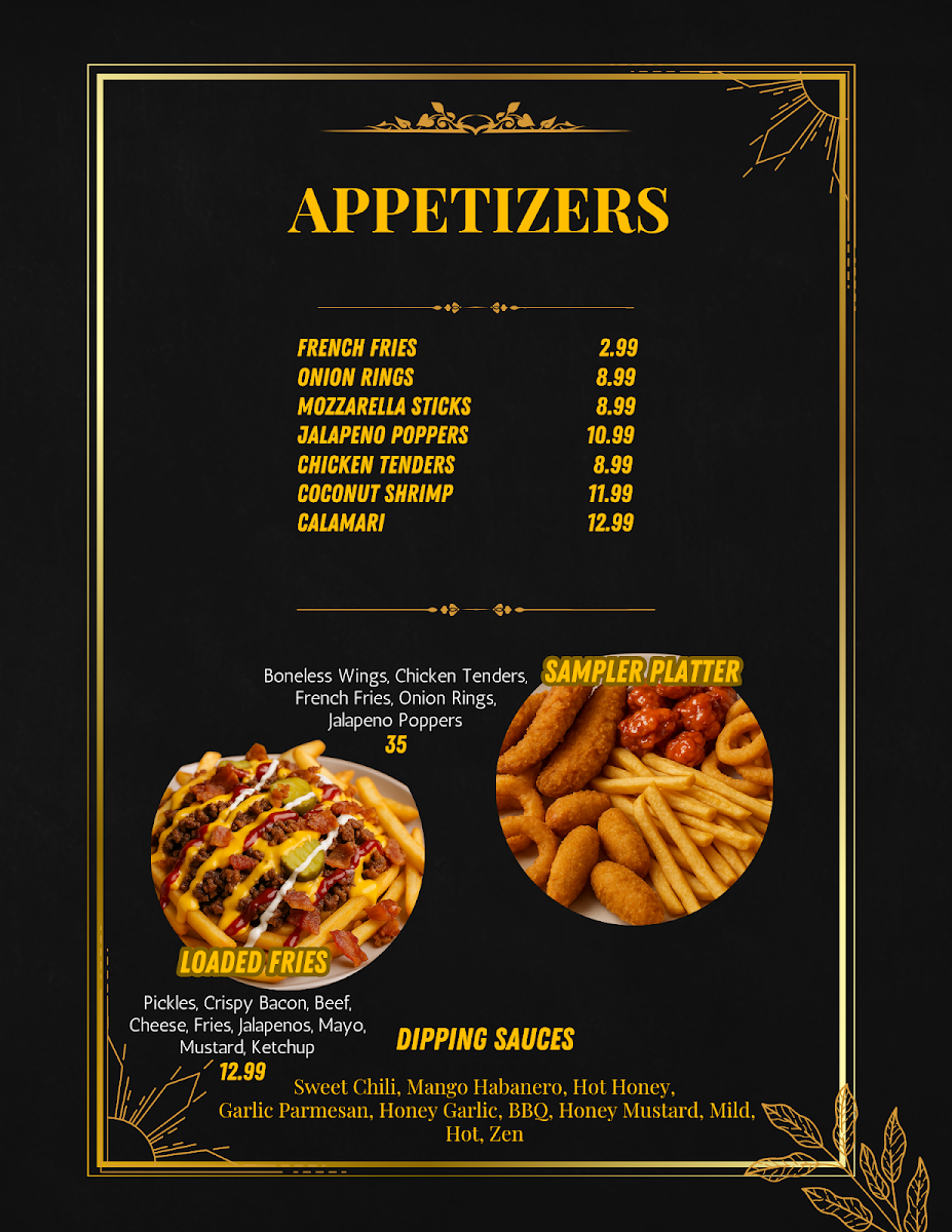 Zen Tavern menu board