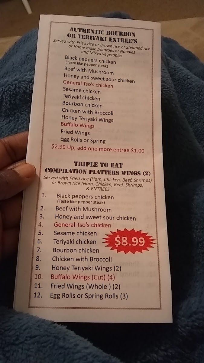 King Wok menu board