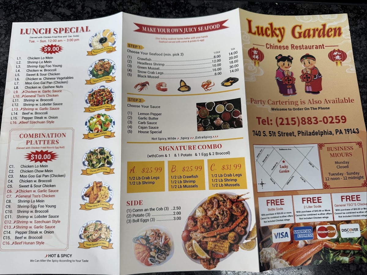 Lucky Garden menu board