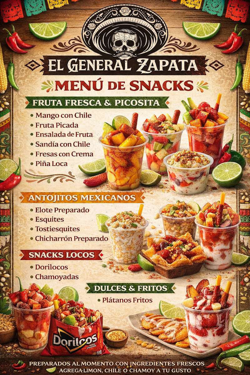 El General Zapata menu board