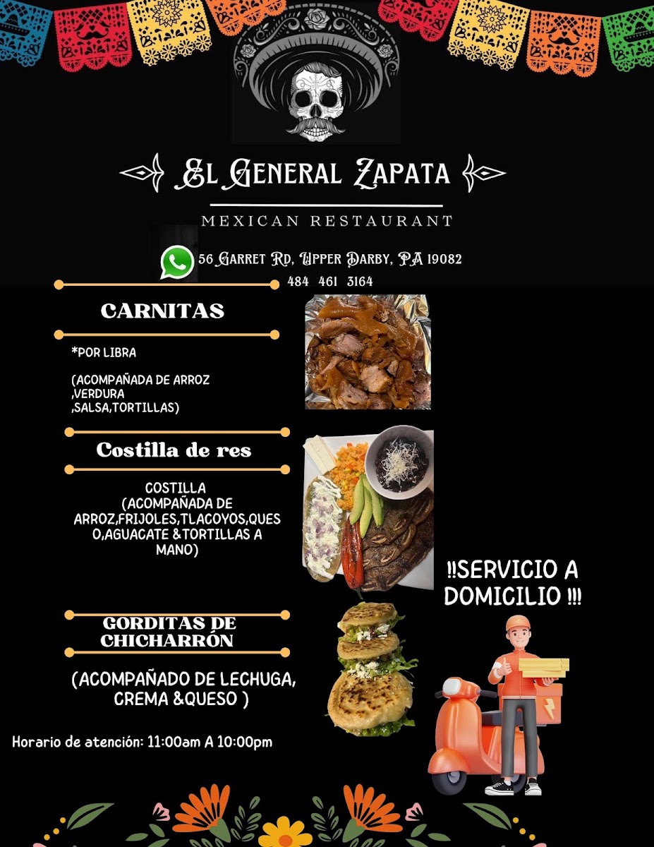 El General Zapata menu board