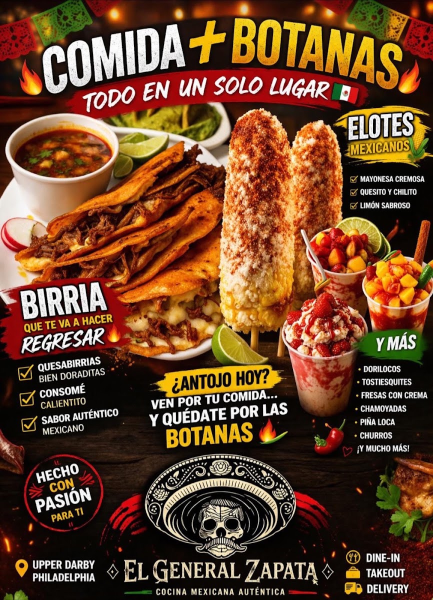 El General Zapata menu board