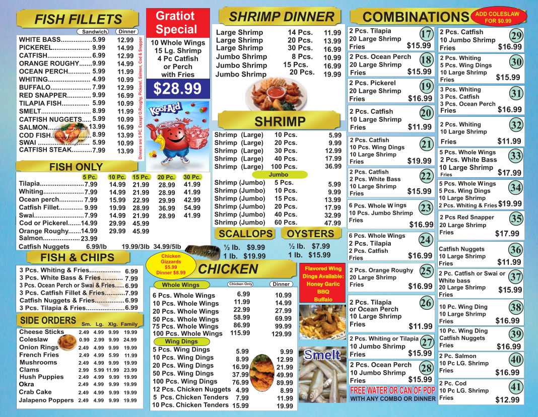 Daily Catch Fish Market menu board