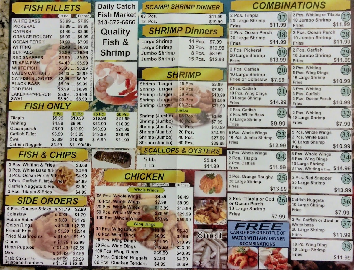 Daily Catch Fish Market menu board