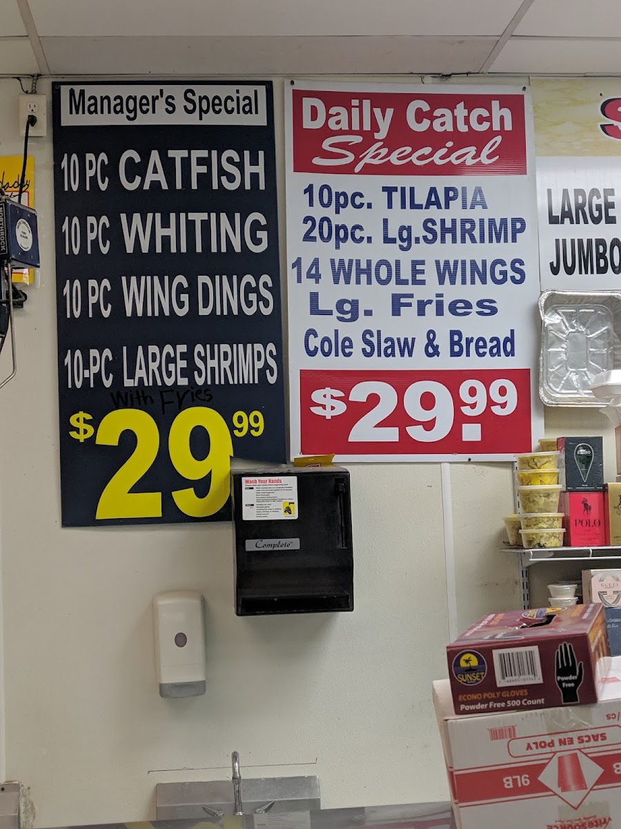 Daily Catch Fish Market menu board