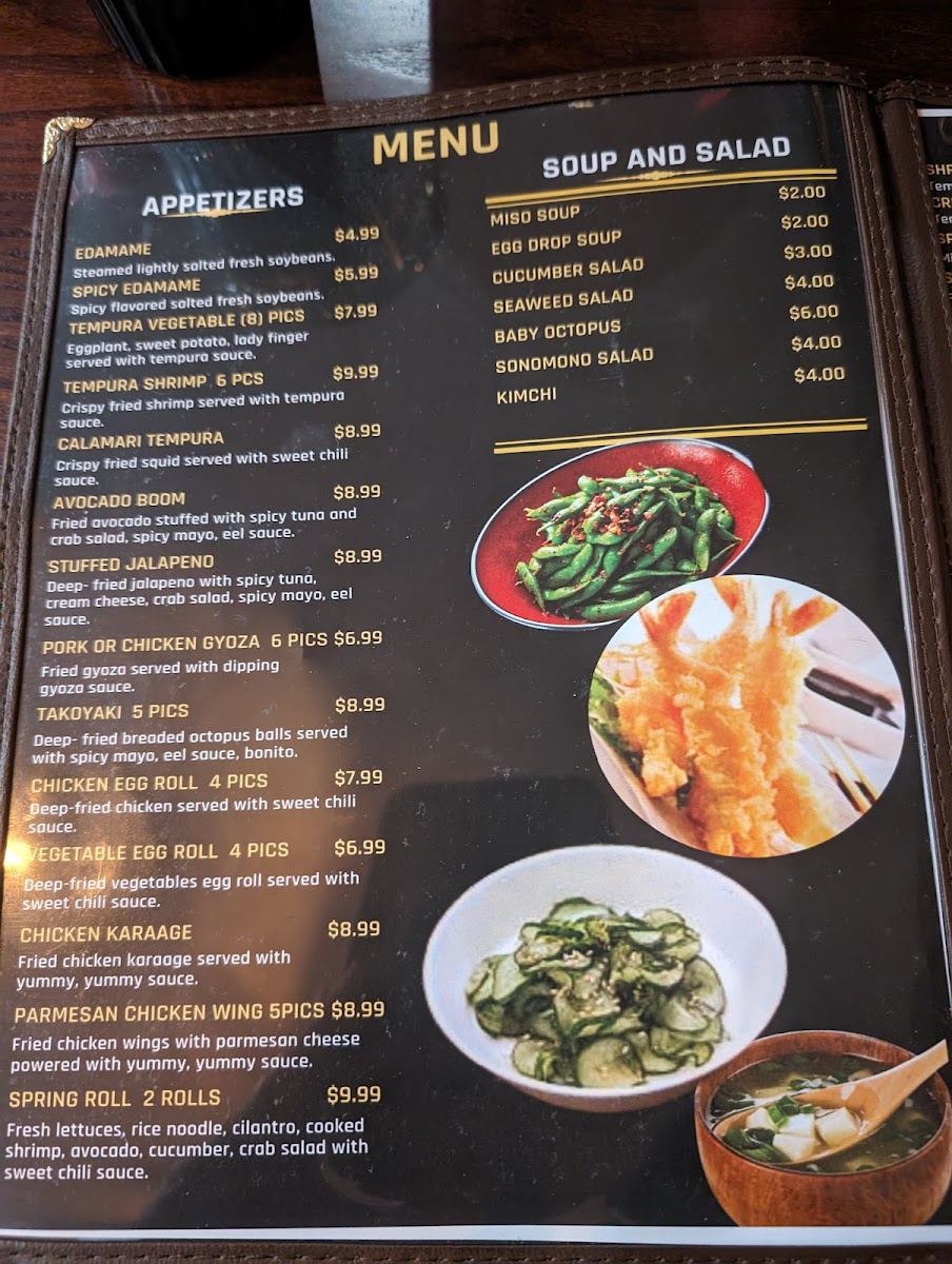 Kingyo Sushi & Ramen House menu board