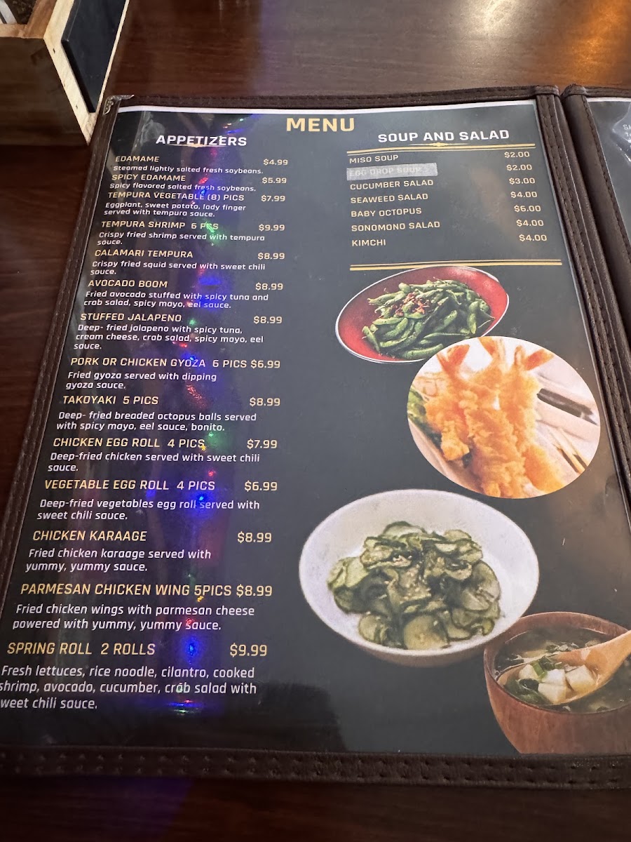 Kingyo Sushi & Ramen House menu board