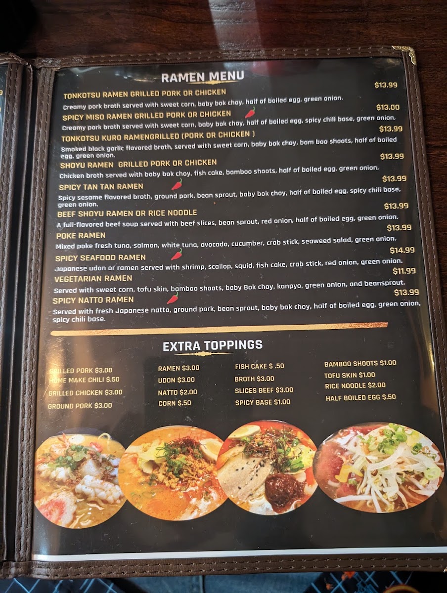 Kingyo Sushi & Ramen House menu board