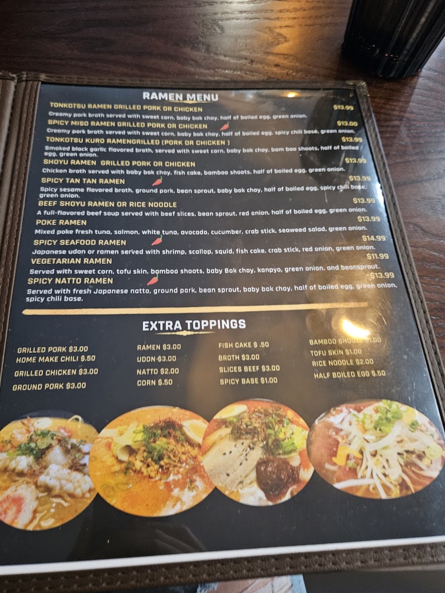 Kingyo Sushi & Ramen House menu board