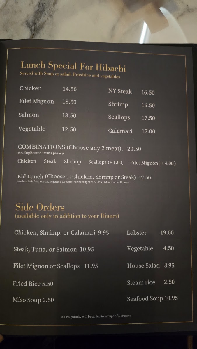Little Tokyo Madison (omakase) menu board