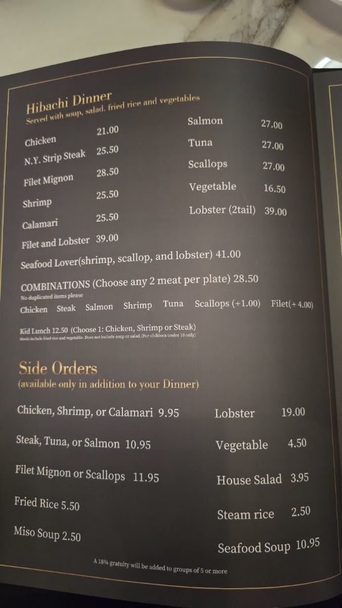 Little Tokyo Madison (omakase) menu board