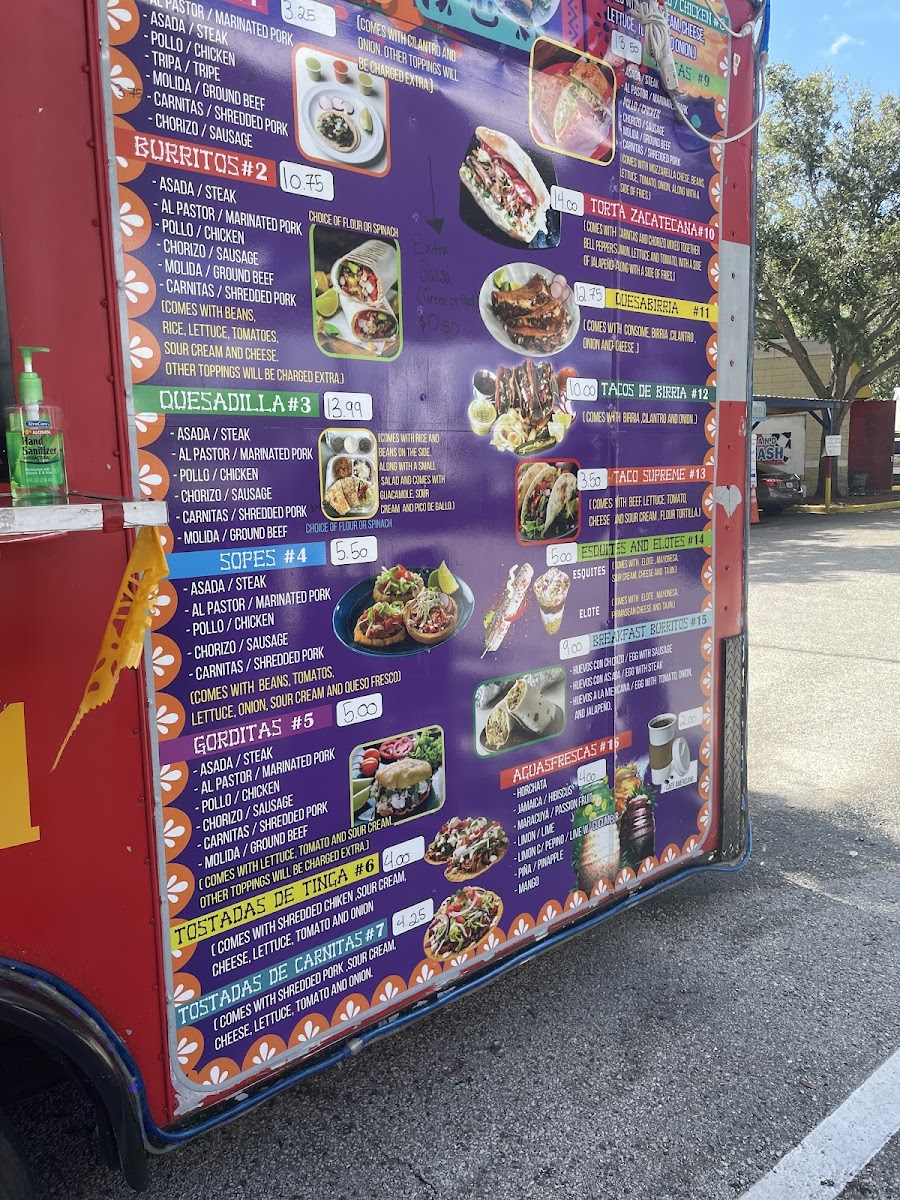 Catrinas Tacos Y Mas menu board