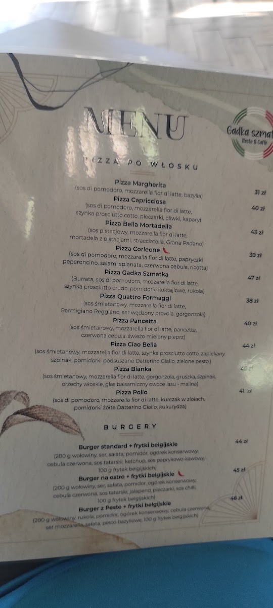 Gadka Szmatka menu board