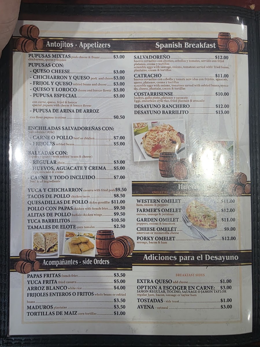 Los Barrilitos menu board