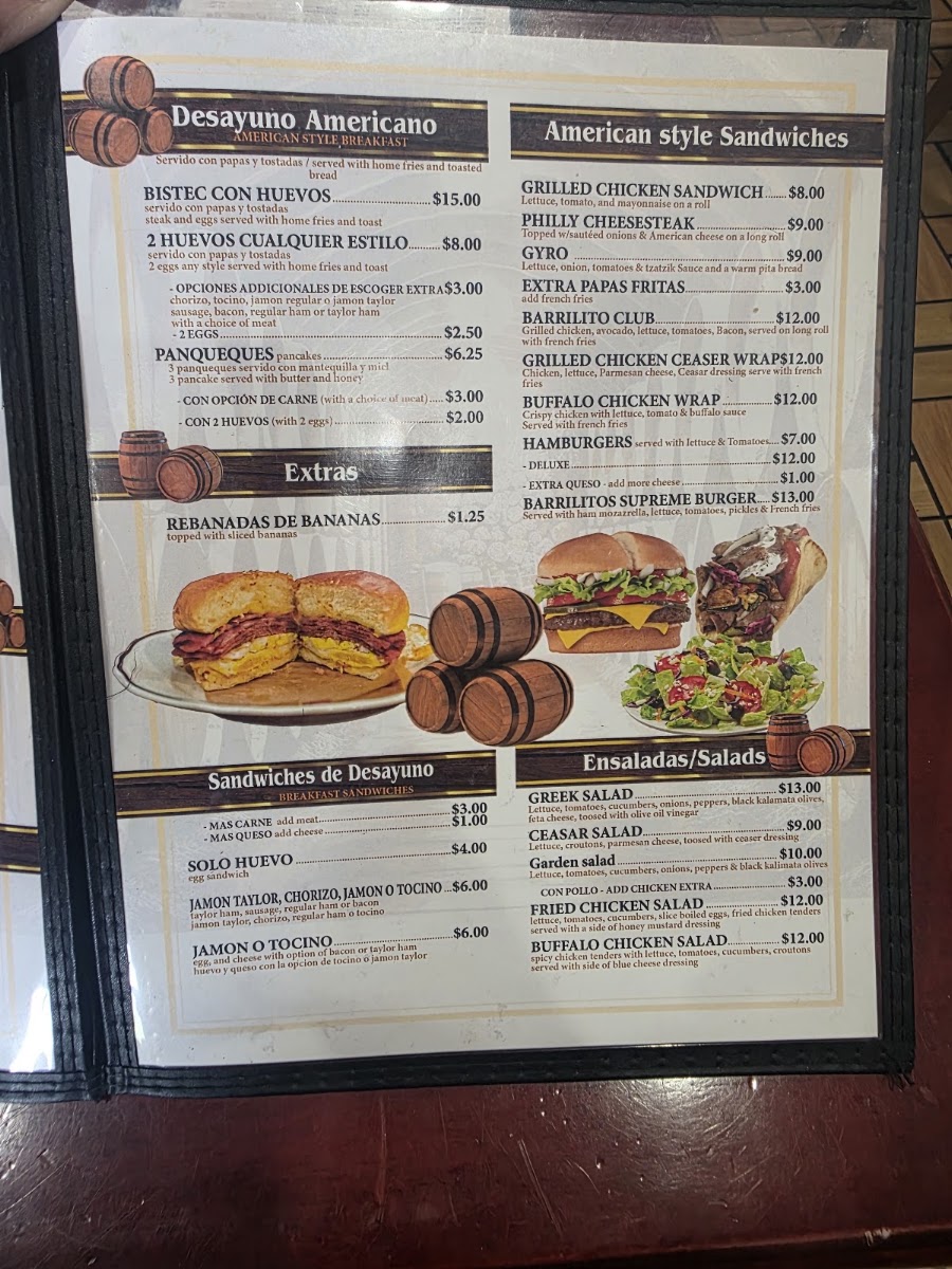 Los Barrilitos menu board