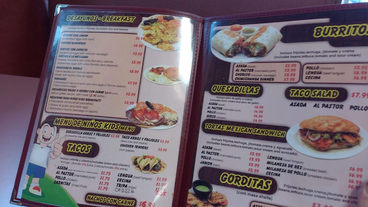 El Pueblo Restaurant menu board
