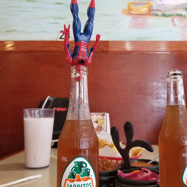 Spiderman Upside Down in a Jarrito Soda