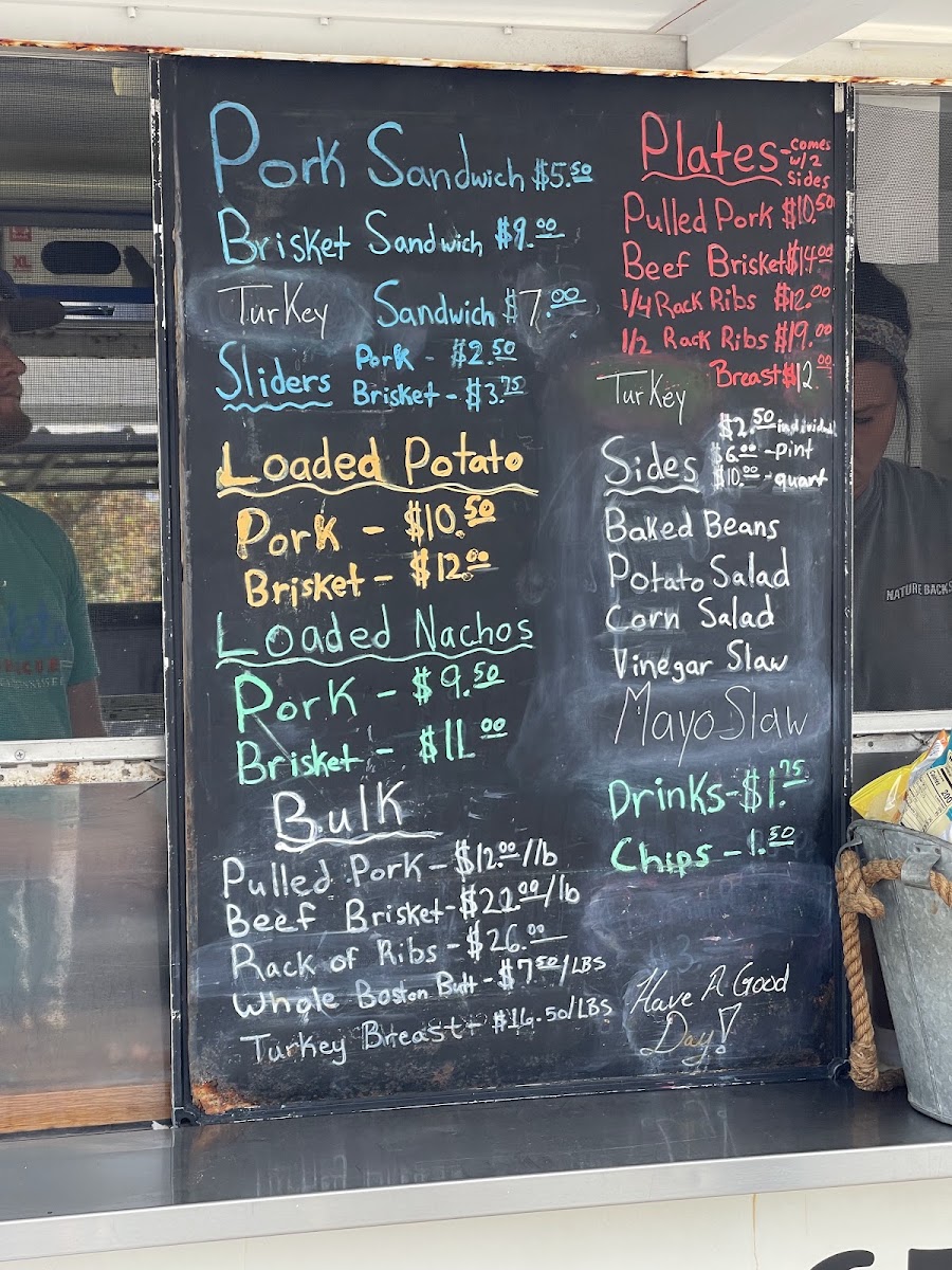 Templeton Barbecue menu board