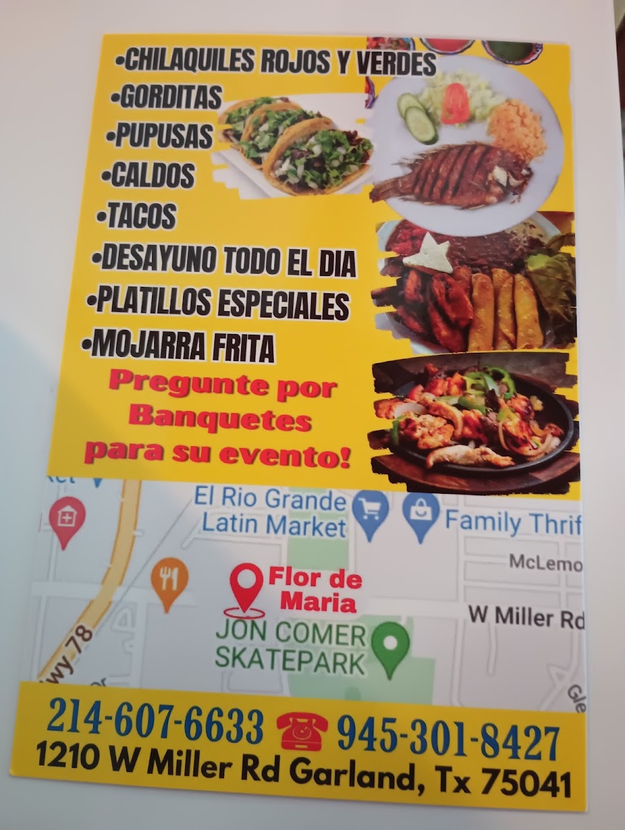 La Flor De María Cocina Latina menu board