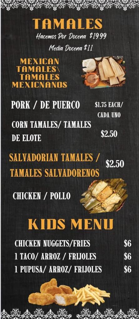 La Flor De María Cocina Latina menu board