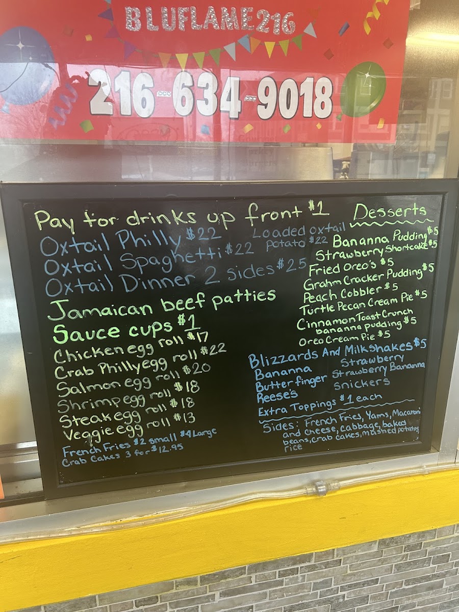 Blu flame menu board