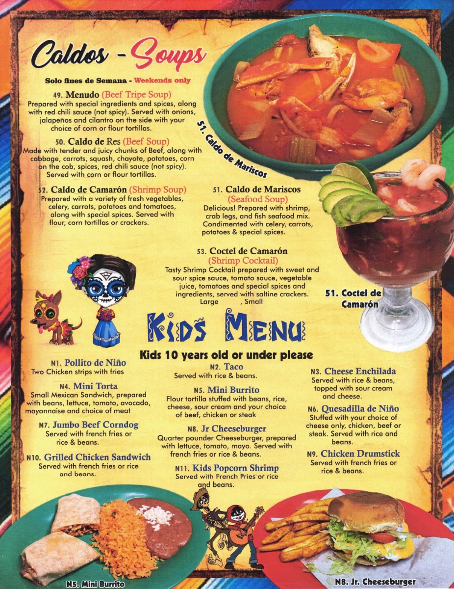 Michoacan Mexican Restaurant menu board
