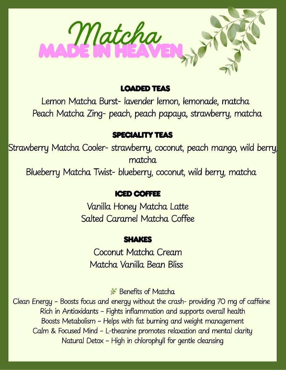 Yert Nutrition menu board