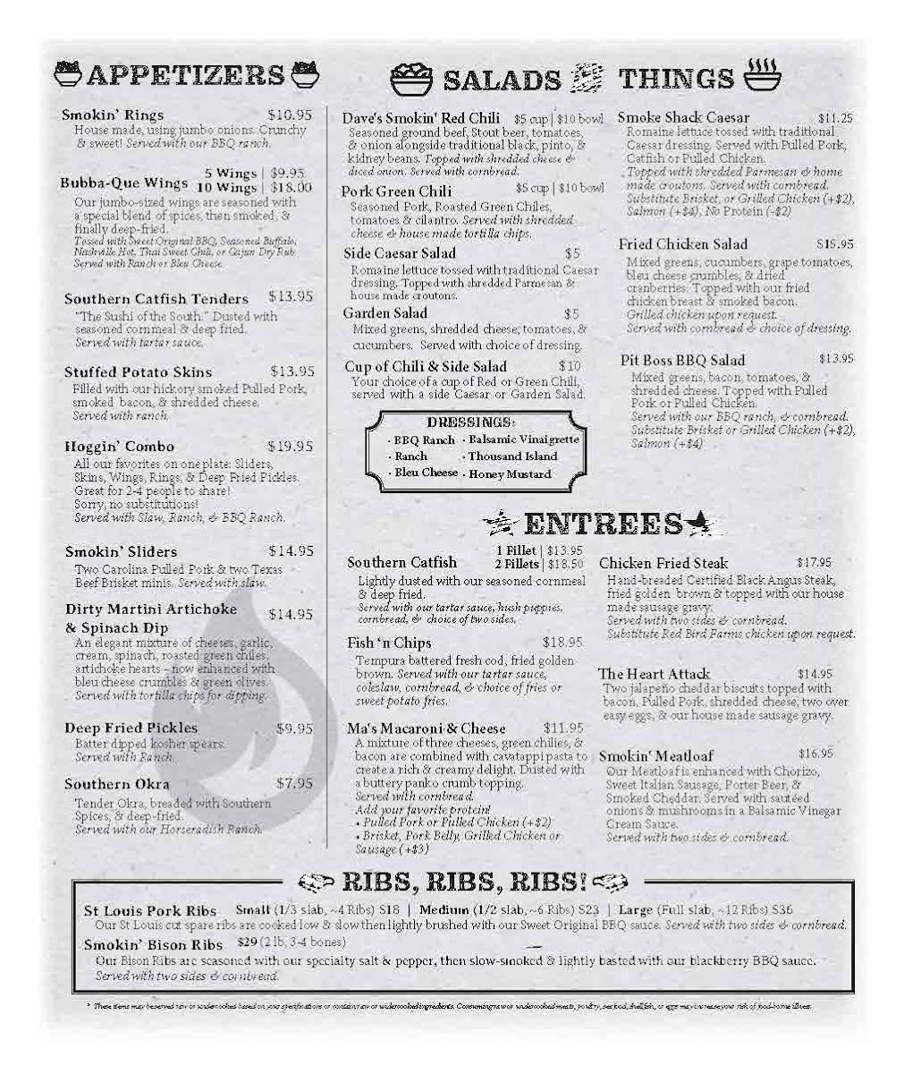 Smokin' Dave's BBQ - GREELEY menu board