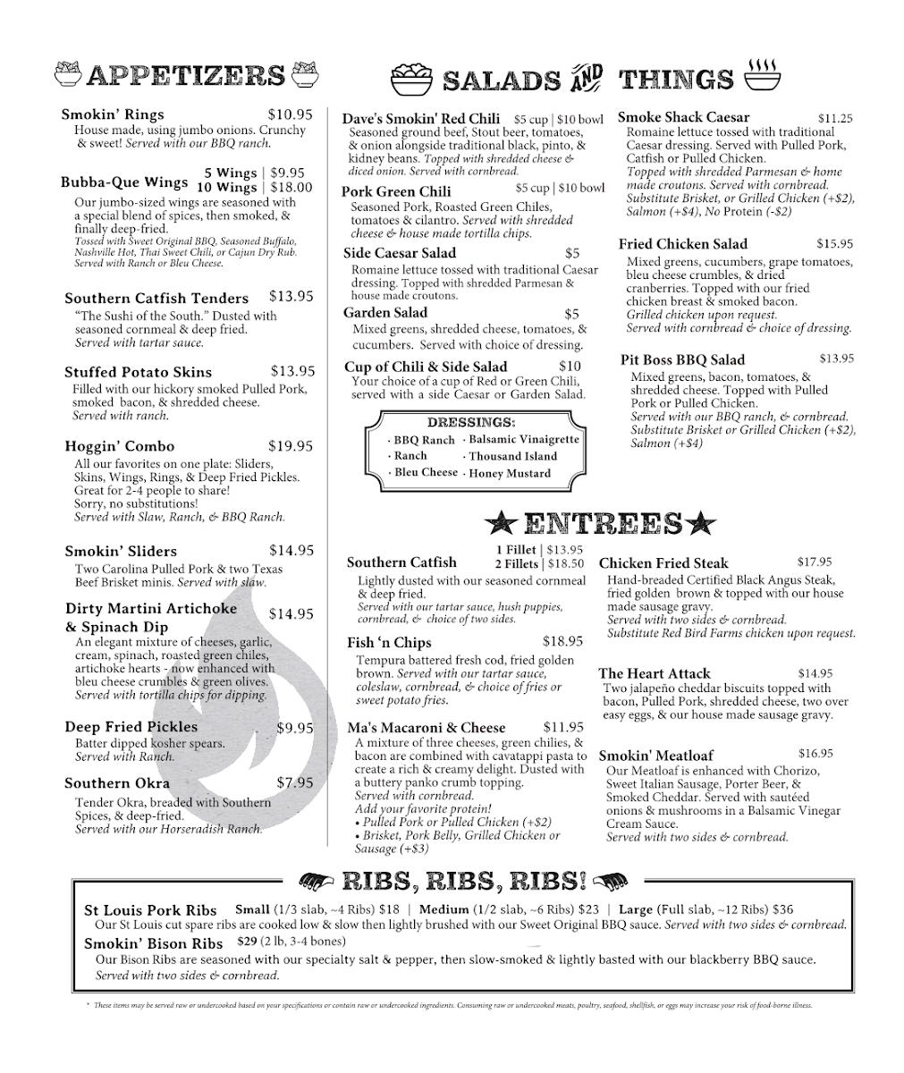 Smokin' Dave's BBQ - GREELEY menu board