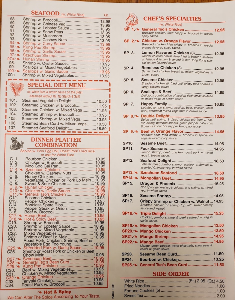 China House | Chinese menu board
