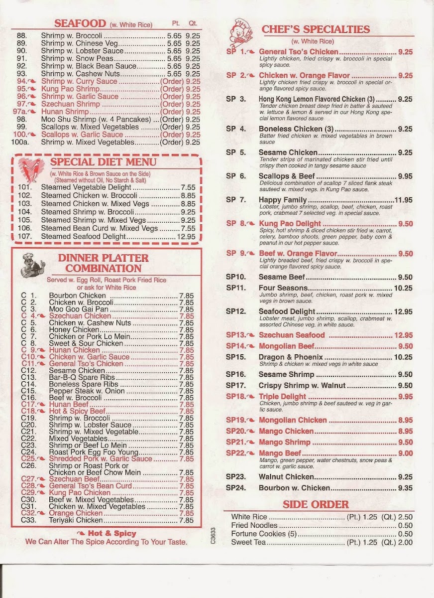 China House | Chinese menu board