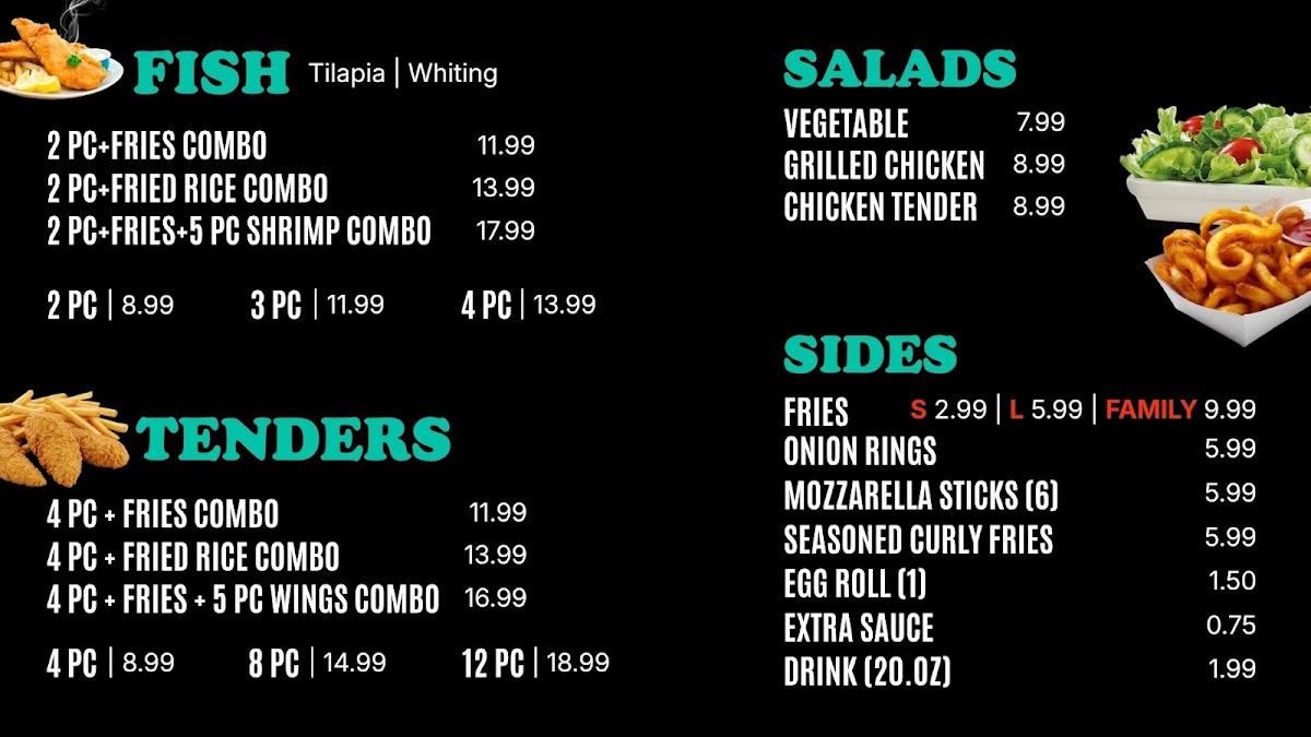 Wings N Grill (Lawrenceville) menu board