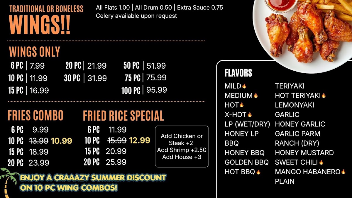 Wings N Grill (Lawrenceville) menu board