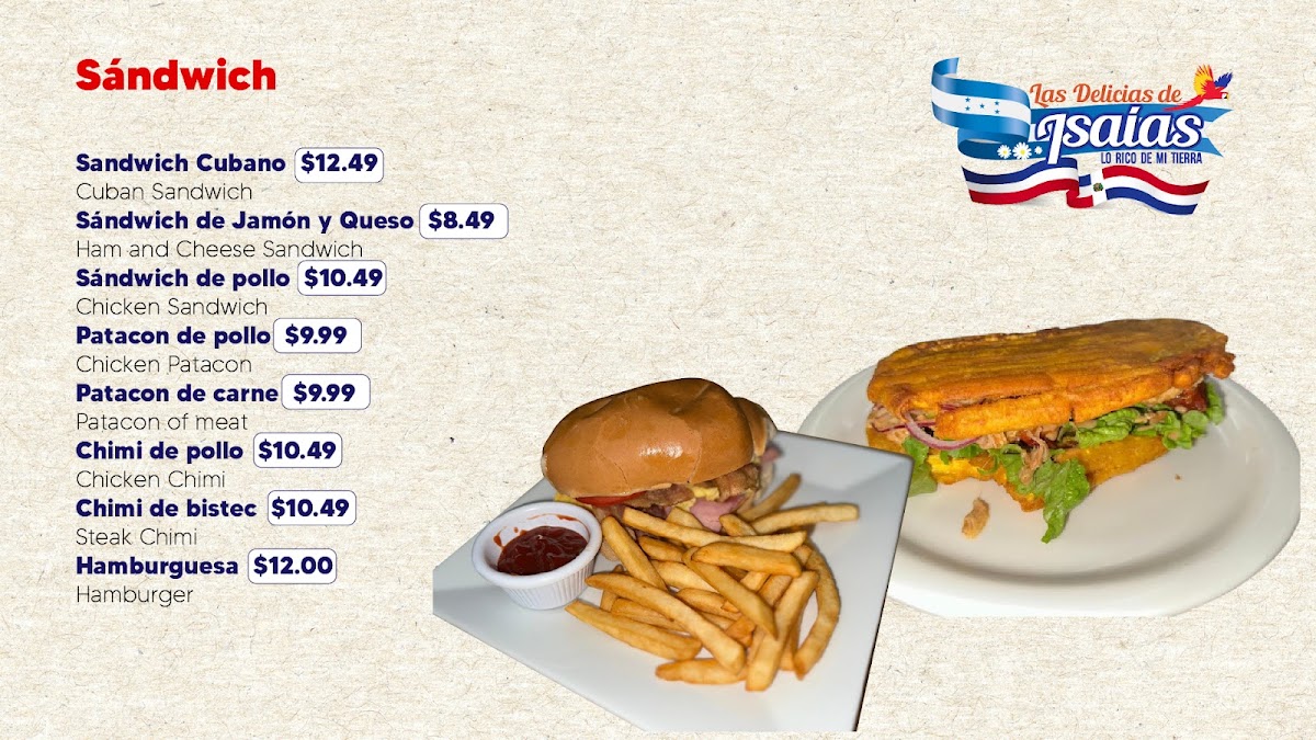 Restaurant LAS DELICIAS DE ISAIAS menu board