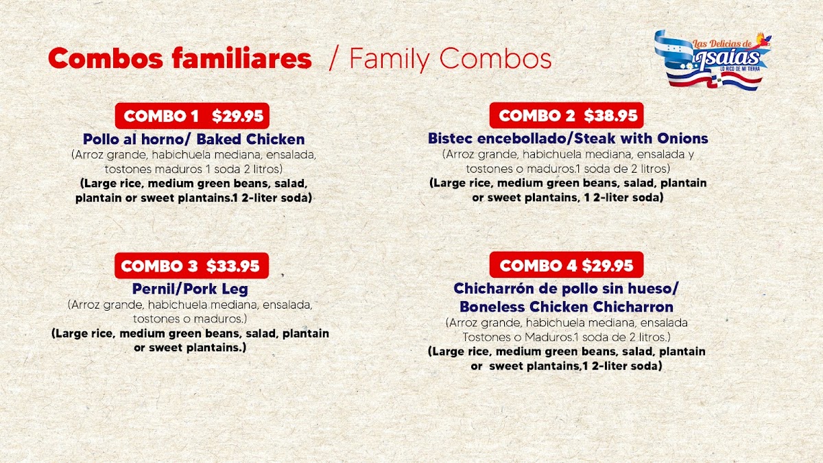 Restaurant LAS DELICIAS DE ISAIAS menu board