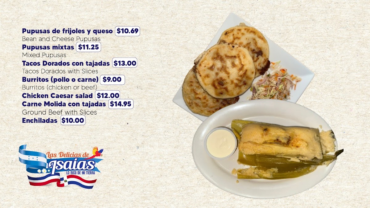 Restaurant LAS DELICIAS DE ISAIAS menu board