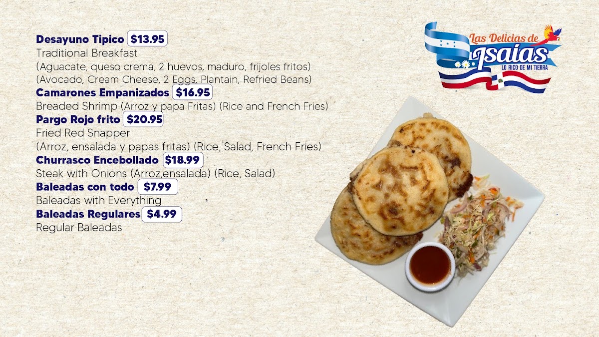 Restaurant LAS DELICIAS DE ISAIAS menu board