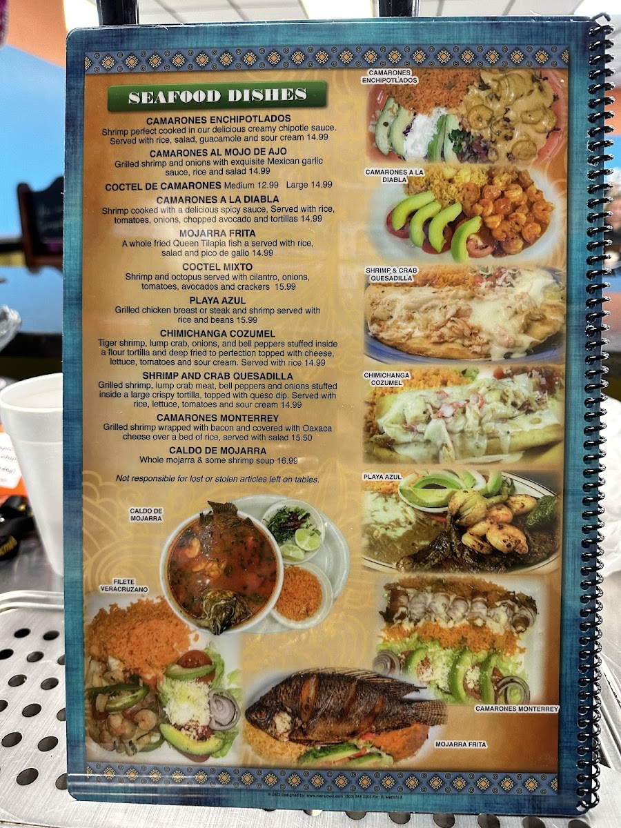 El Mariachi in Burgaw NC menu board