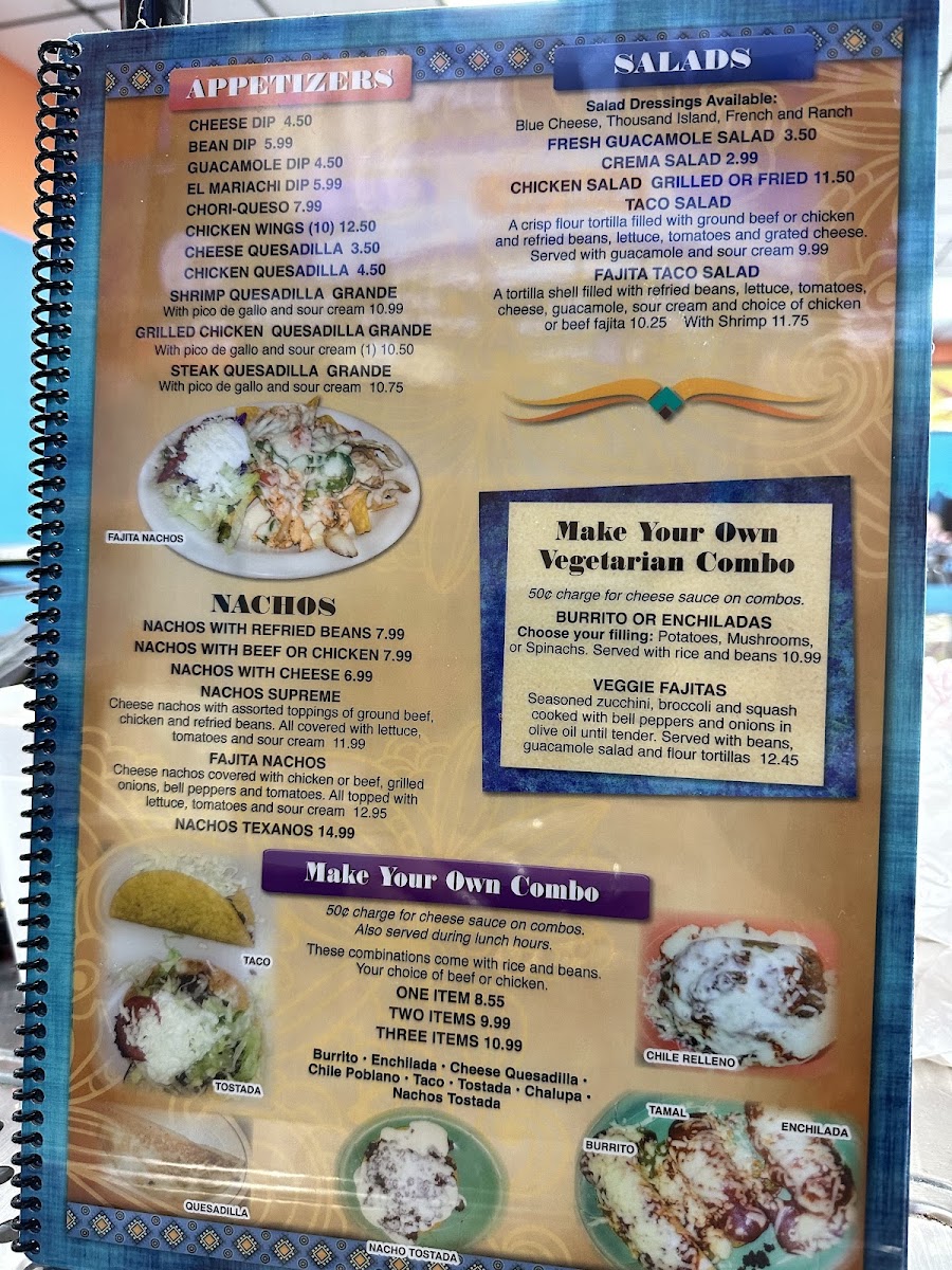 El Mariachi in Burgaw NC menu board