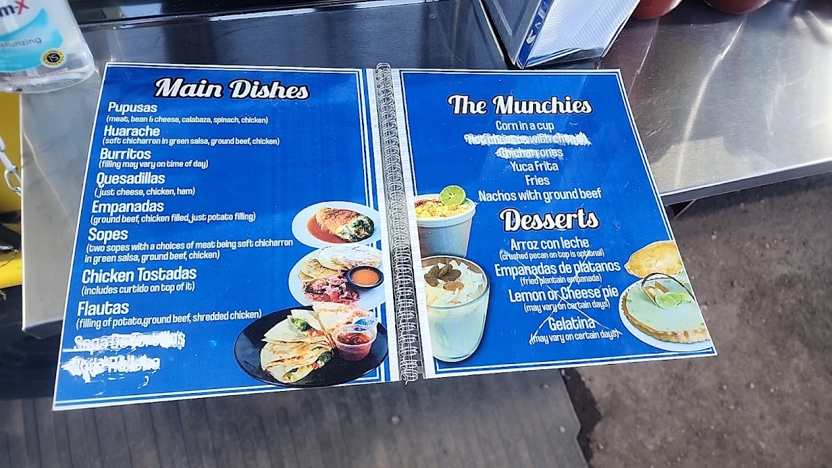 The Munchies Salvadoreños menu board