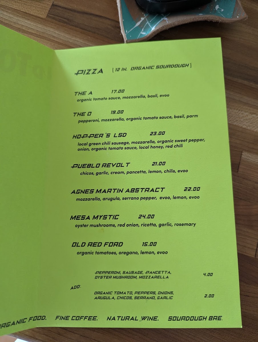 Tomorrow and Tomorrow menu board