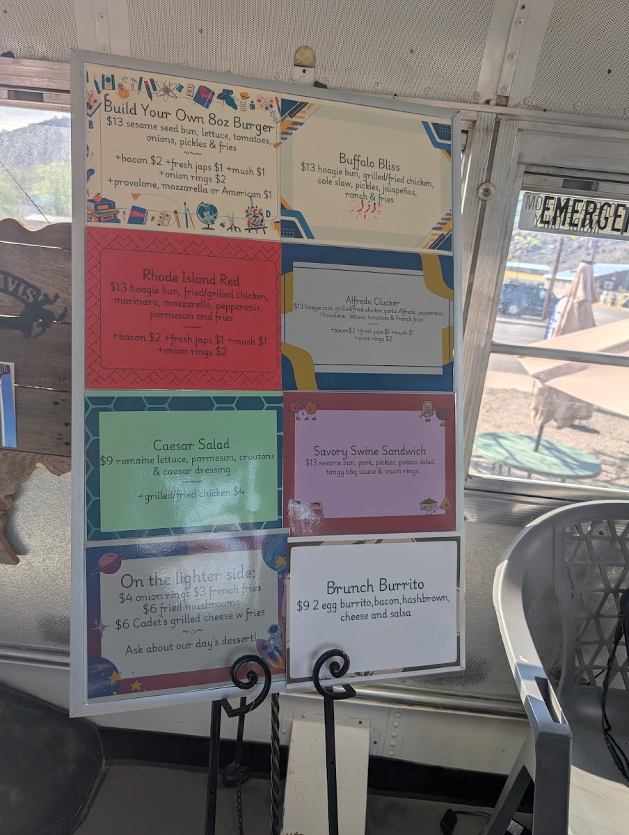 Buffalo Bentley's menu board