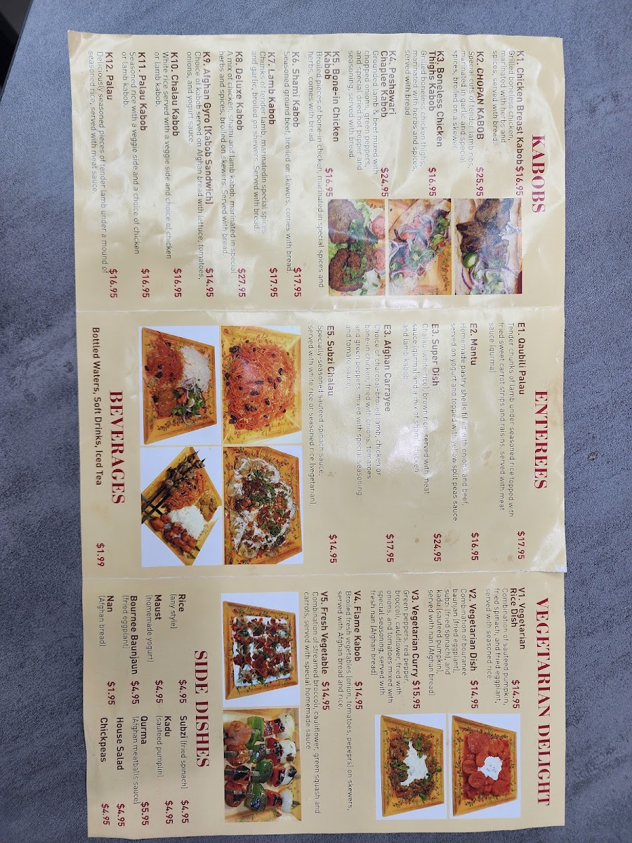Dunya Kabob RVA menu board
