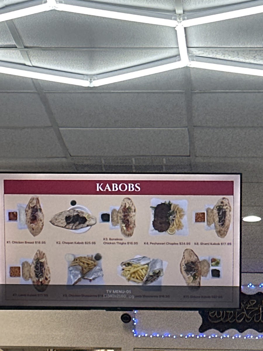 Dunya Kabob RVA menu board