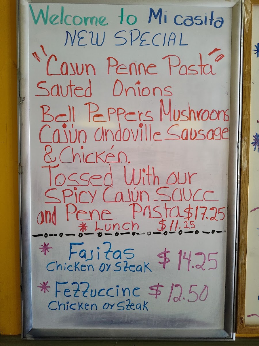 Mi Casita Restaurant | Mexican menu board